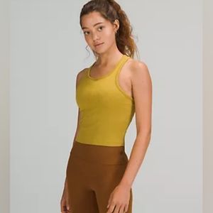 Ebb to Street Cropped Racerback Tank Top in auric gold